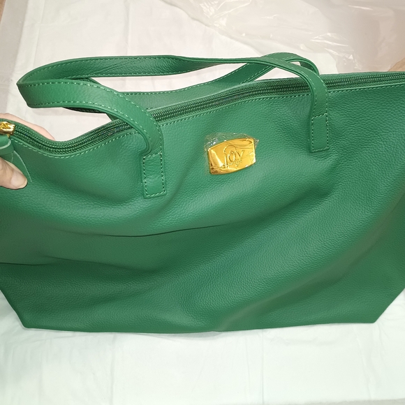 Joy Mangano Handbags - Joy Mangano Green Tote Bag with Gold Accents